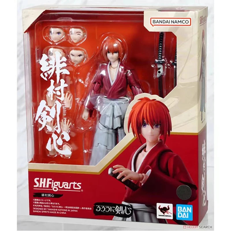 Bandai  Genuine Rurouni Kenshin Model Kit Anime Figures SHF Himura Kenshin Action Figure Collection Model for Kids Toys
