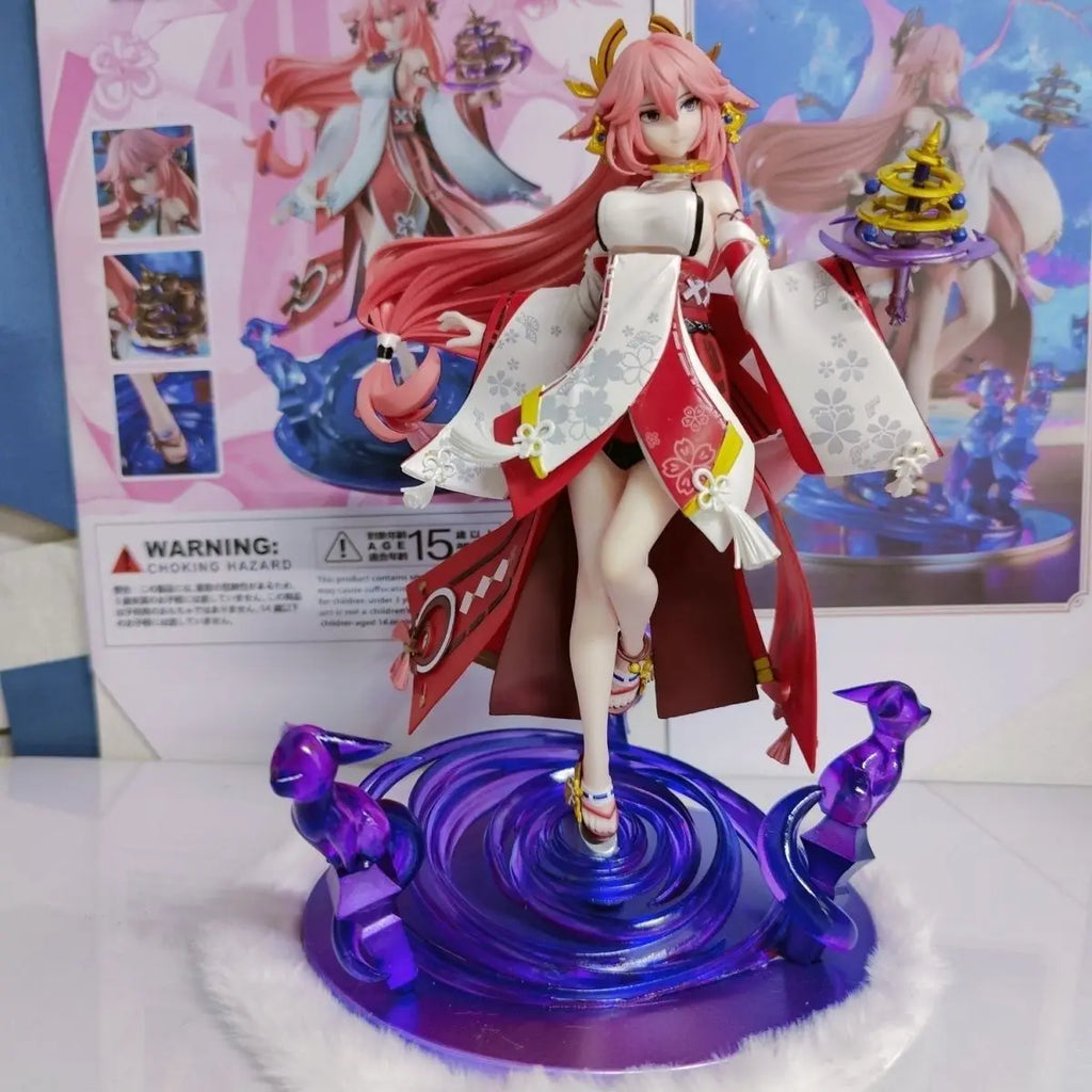 24cm Anime Figure Genshin Impact Gk Yae Miko Fox Pvc Action Figurine Desktop Ornament Decoration Model Statue Toys For Kids Gift