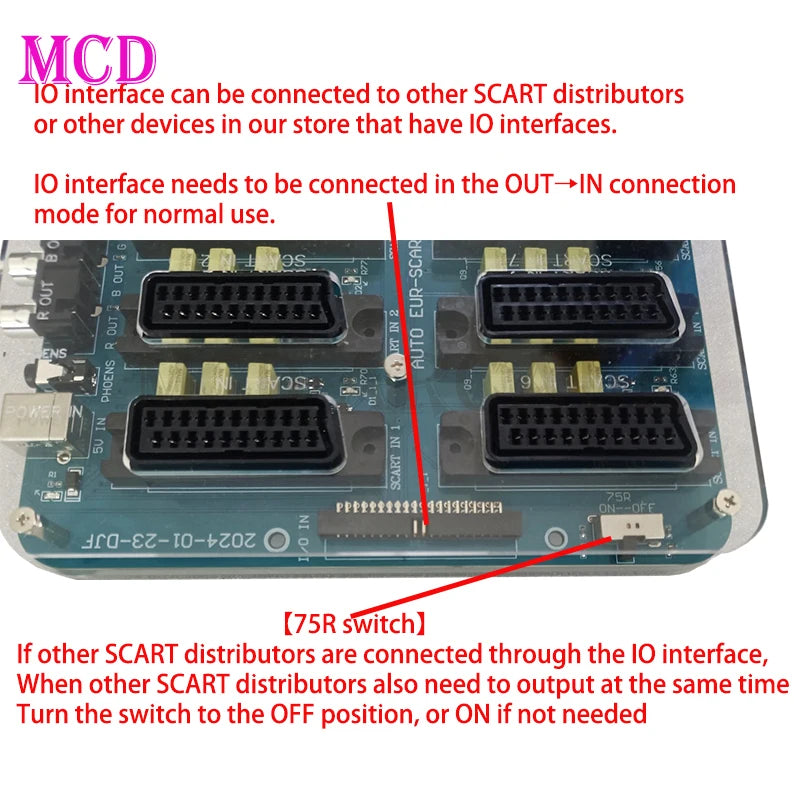 EU Scart Splitter 10 In 3 Out Distributor Auto RGBS Video Converter Switcher Board for MD/SFC/PS 123/SSDC/Wii EU Plug 2024 Newes
