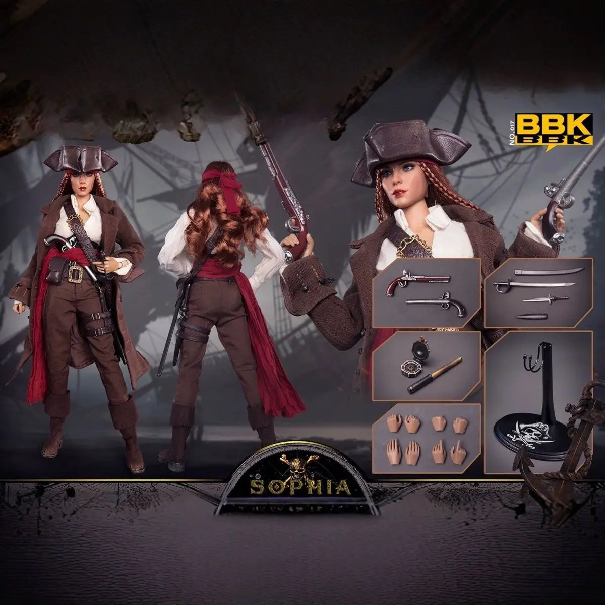 Spot 1/6 Soldier Handmade Caribbean Pirate Female Captain Sofia Bbk017 Action Figure Model Toys Action Figure Holiday Gifts