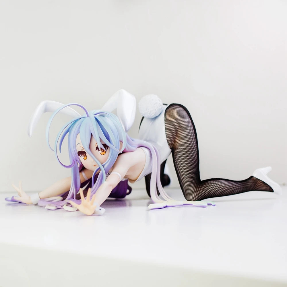 15CM Anime No Game No Life Shiro B-style 1/4 Bunny ver Figure Stand Model Toy Doll Aciton Figure PVC Replacement Hand Gift