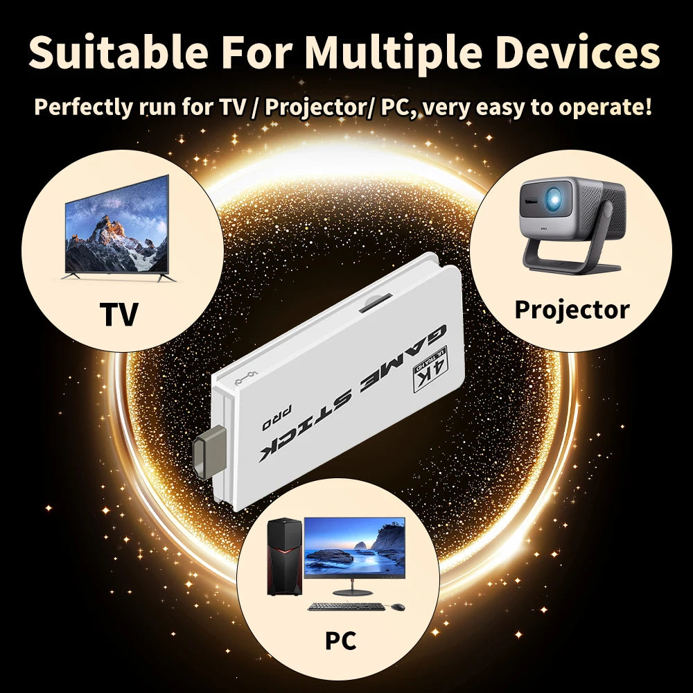 M15 Game Stick Retro Game Console with 30000+Games 4K HD Output for PS1/MAME/NEOGEO/NES/SNES/GBA Plug and Play for PC/TV/Monitor