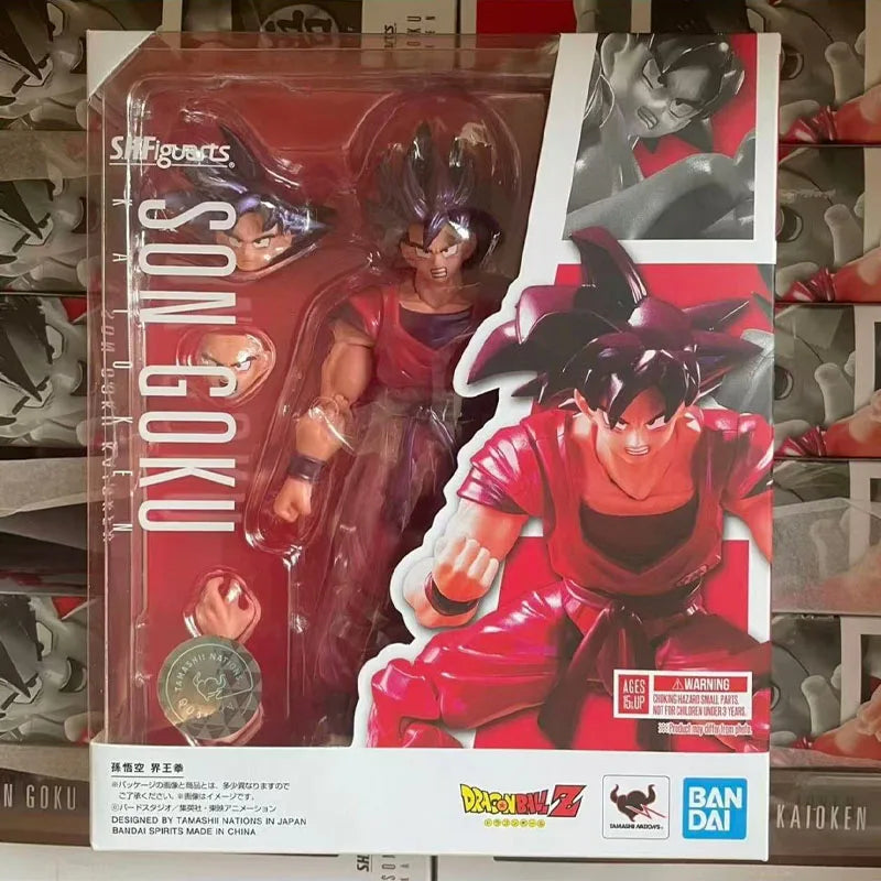 In Stock BANDAI Original Box Figuarts DRAGON BALL SON GOKU KAIO KEN 18000 POWER LEVEL Action Figure Model Toy Gift for Kids