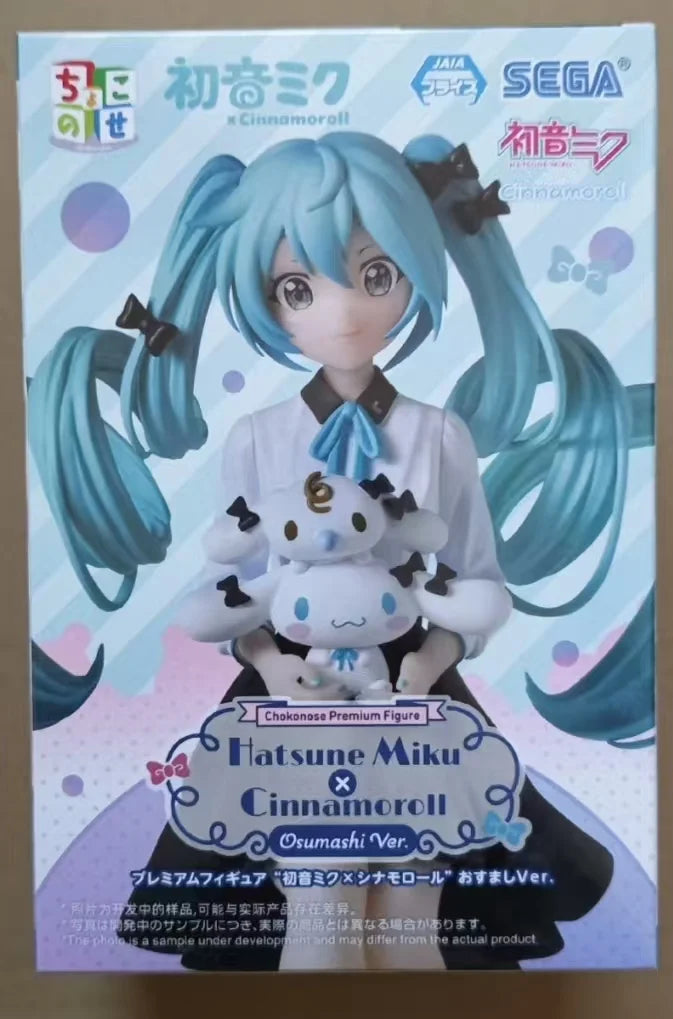Original SEGA Hatsune Miku Cinnamoroll Anime Figure Noddle Stopper Toy Action Figure Anime Figure PVC Model Collection Doll Gift