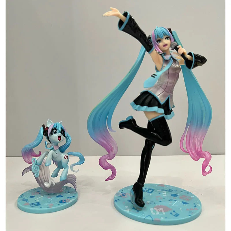 2 teile/satz 20CM 2024 Neue Anime Hatsune Miku Nette Kawaii Manga Statue PVC Figure Sammeln ornament Modell Spielzeug puppe geschenke