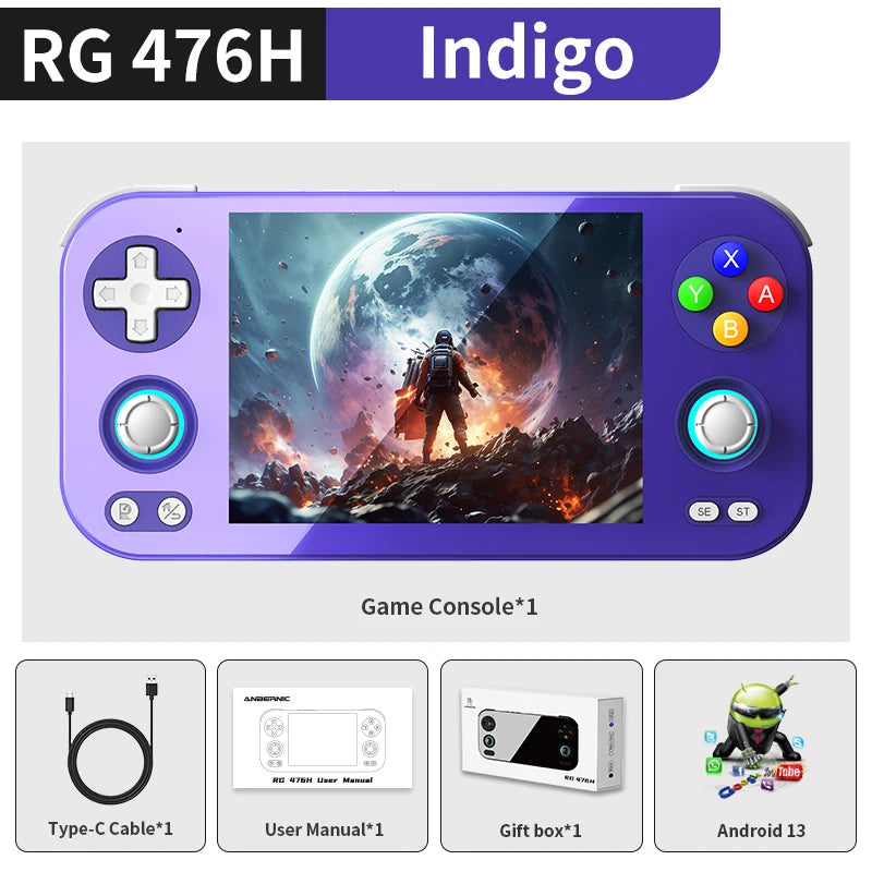 ANBERNIC RG 476H Handheld Game Console 4.7" LTPS  In-Cell Borderless full Screen Android RG476H Video Games Player 1080p-DP Out