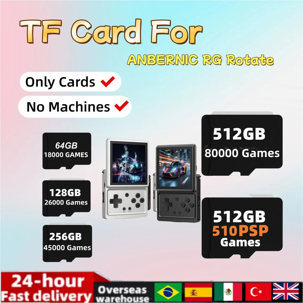 Game Card For ANBERNIC RG Rotate Retro Classic Games Android Handheld Gaming Console Memory Card TF Card SD Card 512G PS2 PSP