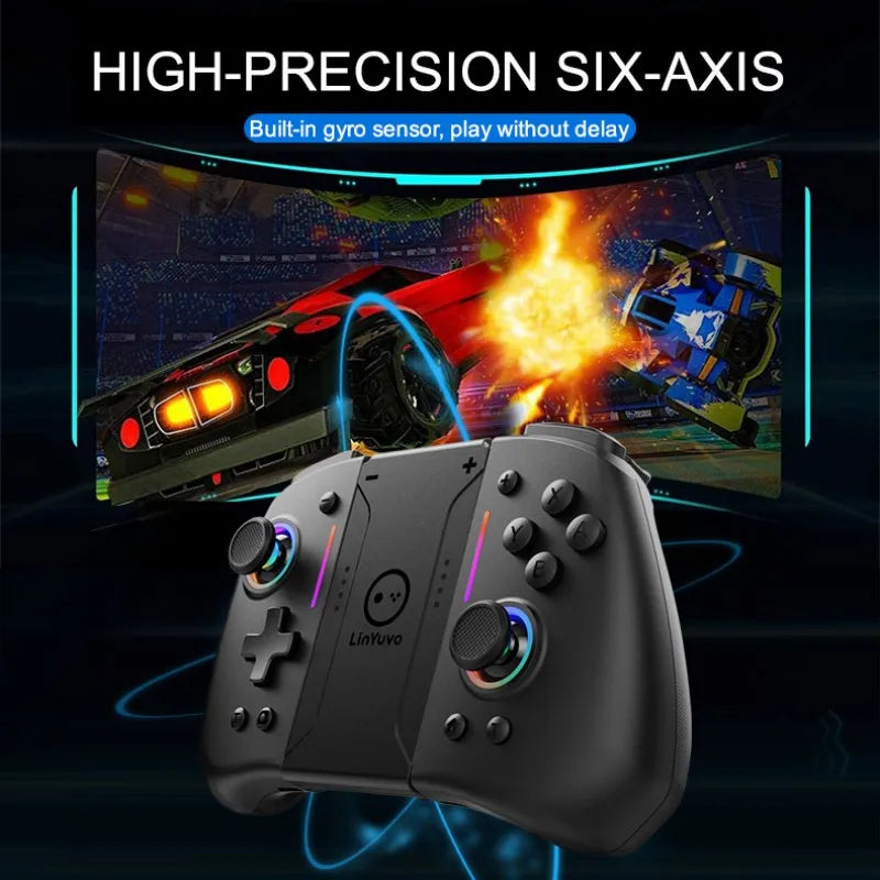 LinYuvo KS42 joycon For Nintendo Switch With Hall Effect Joypad Wireless Controller Six-axis Compatible/Macros/Turbo/RGB Light