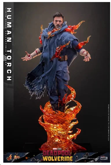 Genuine Hottoys Ht 1/6 Scale Mms789 Human Torch Collectible Figure Marvel Deadpool & Wolverine Model With Replaceable Heads
