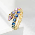 BELLUX Fine Jewelry Customized 18k Gold Material Set Natural Colored Gemstone Snake Shaped Full Diamond Ring