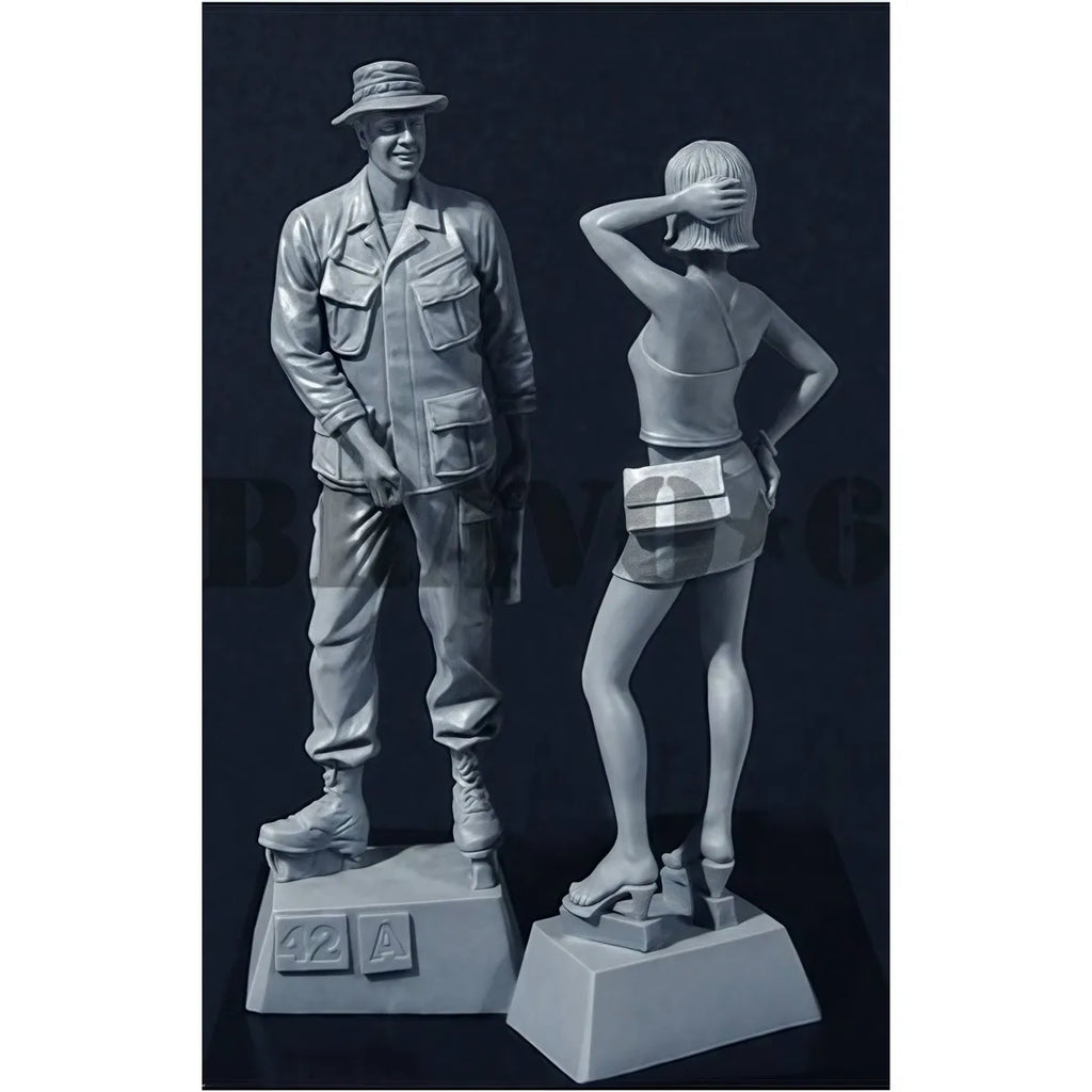 1/35 resin unpainted model set, Vietnam War - American soldiers and Vietnamese girls' unassembled and unpainted GK