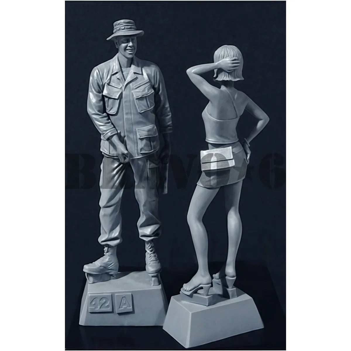 1/35 resin unpainted model set, Vietnam War - American soldiers and Vietnamese girls' unassembled and unpainted GK