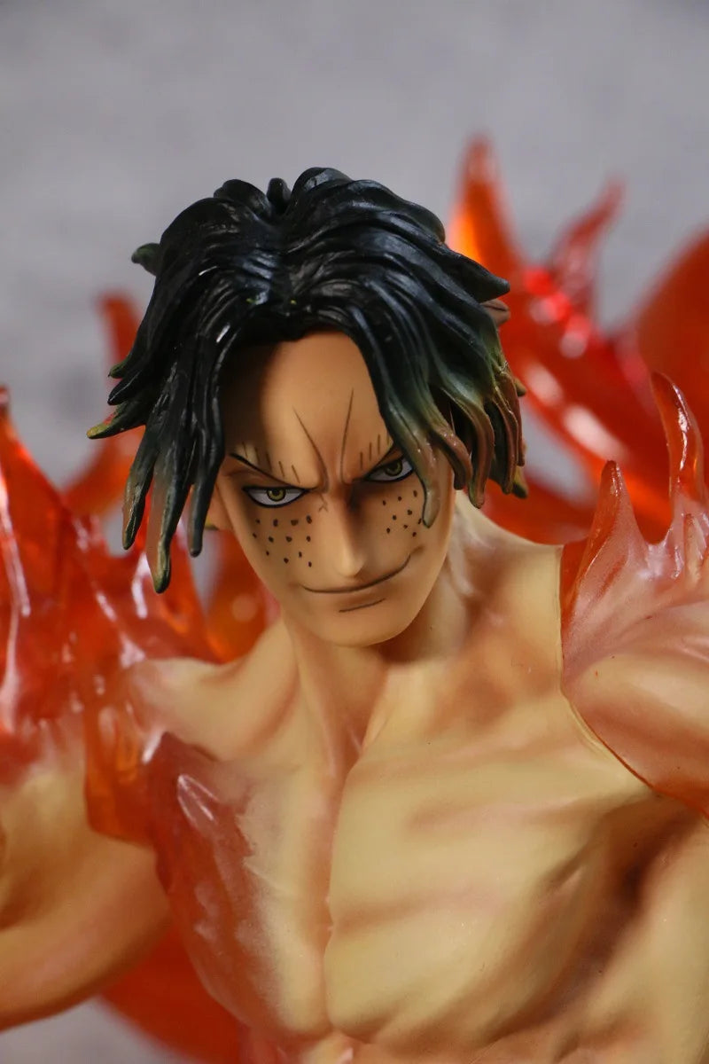 32cm ONE PIECE Anime Figure Portgas D Ace Peripheral PVC Model Scene Glow Statue Desktop Decorateornaments Birthday Gifts Toys