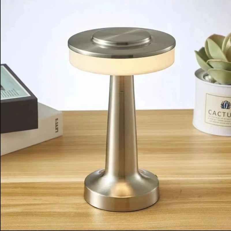 Metal Desk Lamp USB Rechargeable Portable Mood lig Touch Table Lamp Bedside Night Light for Bar KTV Hotel Coffee Shop Bedroom
