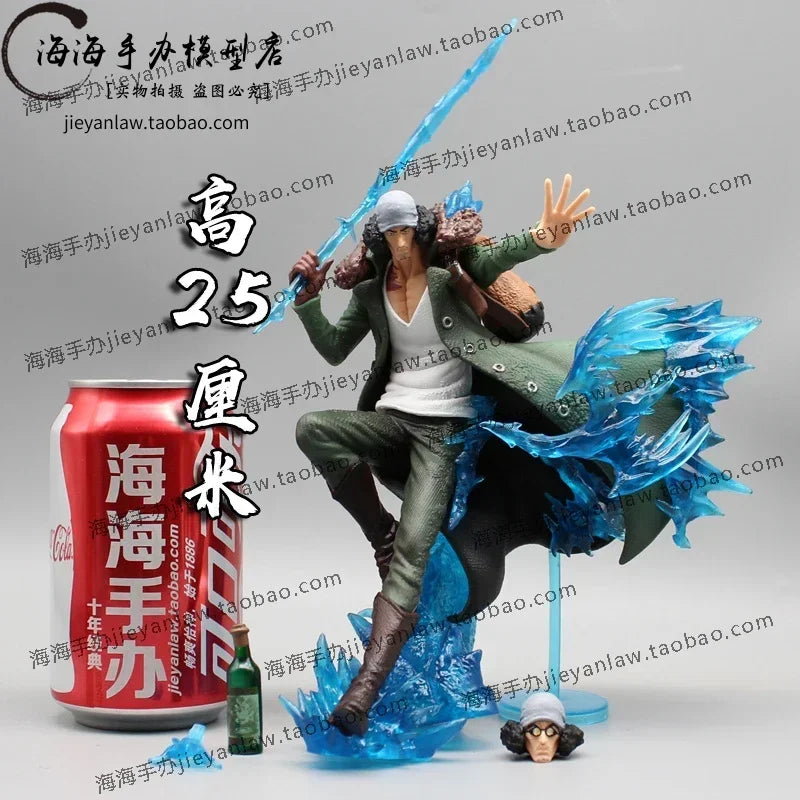 Aokiji Kuzan Actionfigur One Piece Anime Figur Gk PVC 2 Köpfe 2 Hände Statue Modellsammlung Raumdekoration Spielzeug Gifs 30cm