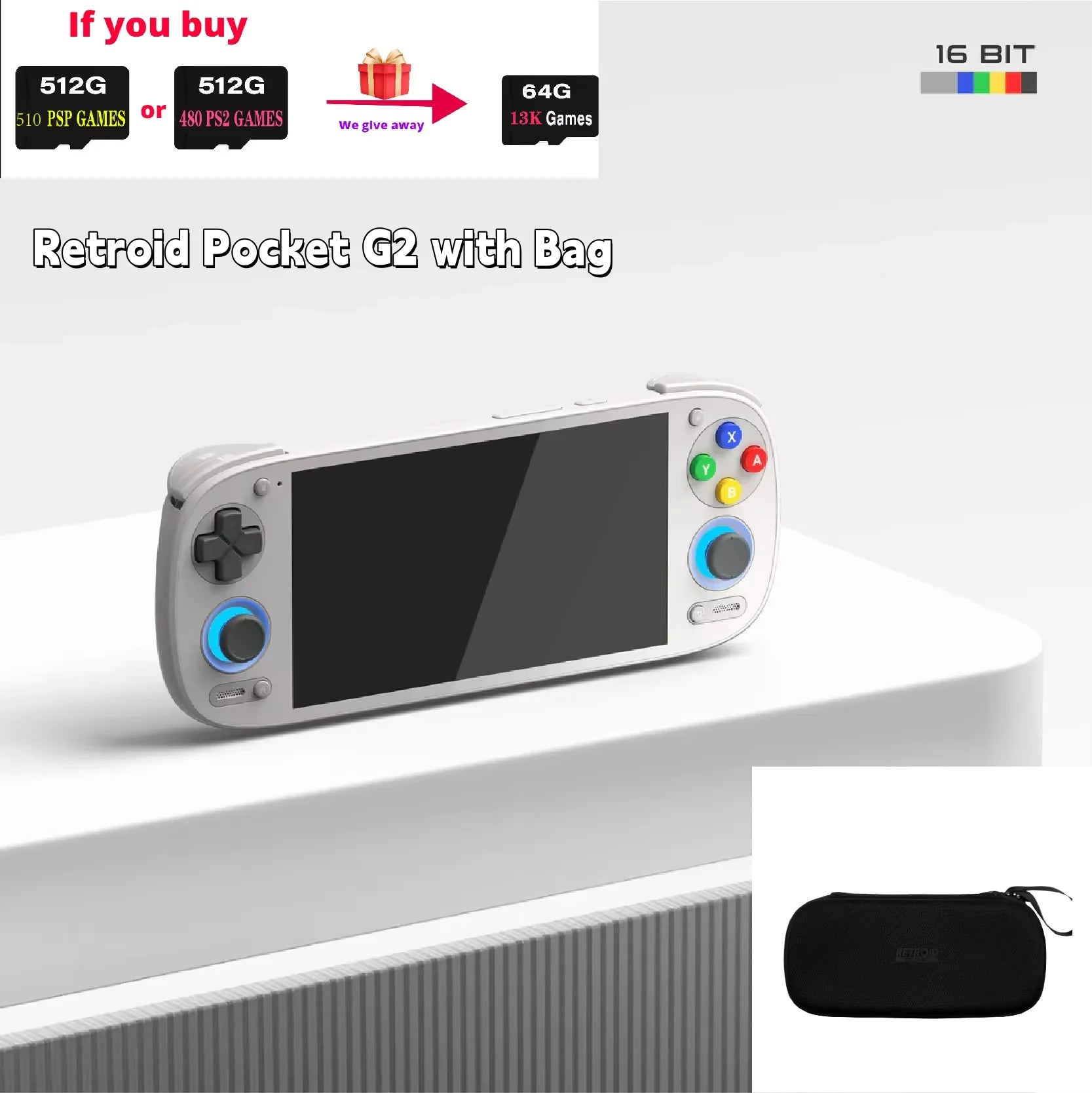 Retroid Pocket G2  Android Game Console 5.5Inch 1080P AMOLED Screen RP G2 Hall-Effect Joystick 5000mAh Handheld Consoles PSP PS2