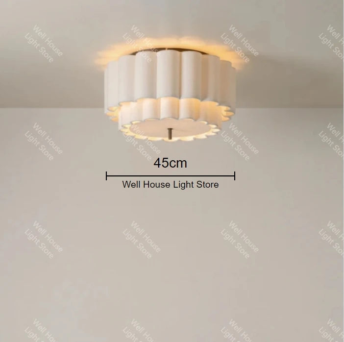 Wabi Sabi Pendant light Fabric Chandelier for Living Dining Bedroom Retro Bohemia Pendant Lamp scalloped natural pendant lamp
