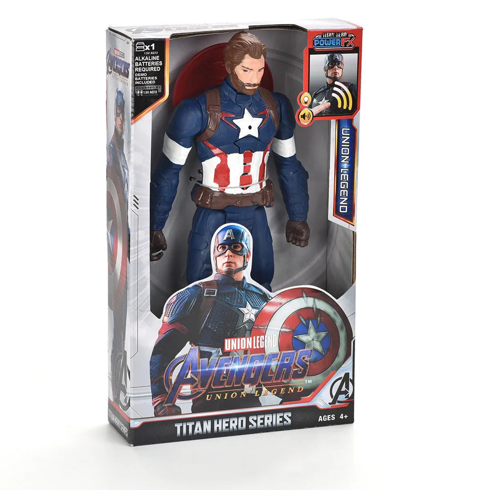 30cm Marvel Avengers Toy Thanos Hulk Spiderman Iron Man Captain America Thor Black Panther With Sound And Light Action Toy