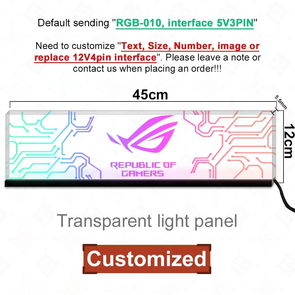ICY MOD Transparent Acrylic ARGB Luminescent Board Customized VGA Side Decorative Panel PC Case Appearance MOD Computer Gamer