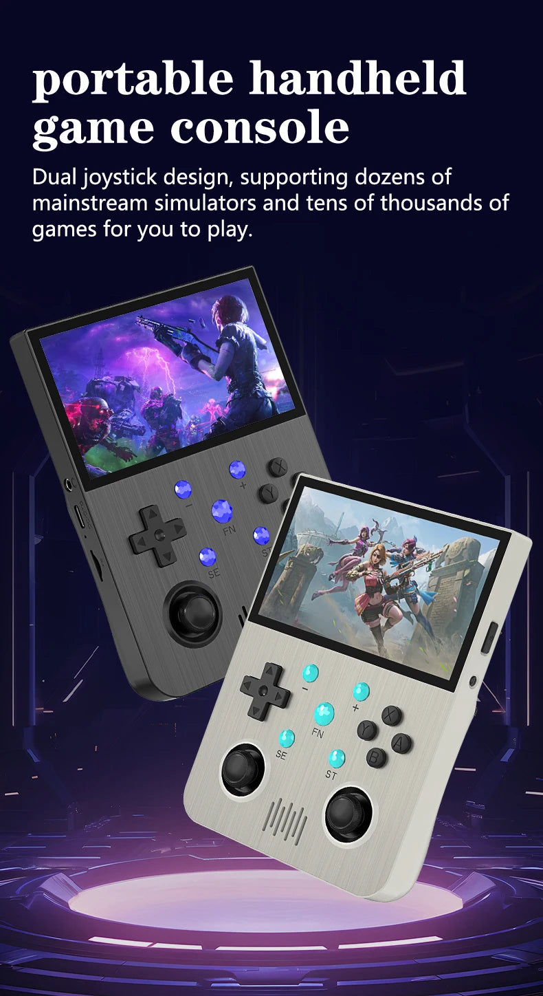 64G Handheld-Spielekonsole 4,3-Zoll-IPS-Bildschirm 3000mAh Akku Linux-System Retro Tragbare Videokonsole Geschenk