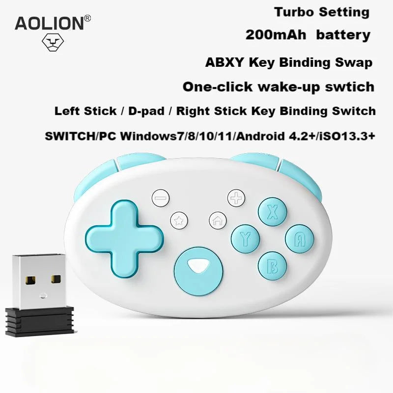 AOLION Wireless Bluetooth Gamepad Controller Hall Joystick for Windows Android mac iOS Nintendo Switch 2/1 Steam Somatosensory