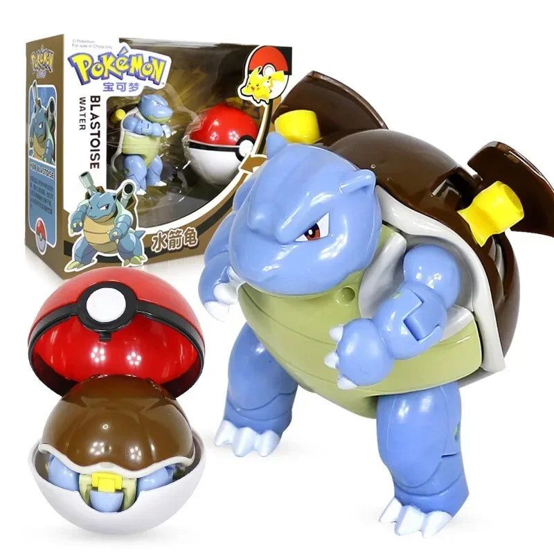 Pokemon Action Figure Transformer Doll Pokeball Figurine Poke Ball Deform Pikachu Greninja Lucario Mew Snorlax Lapras Kids Toy
