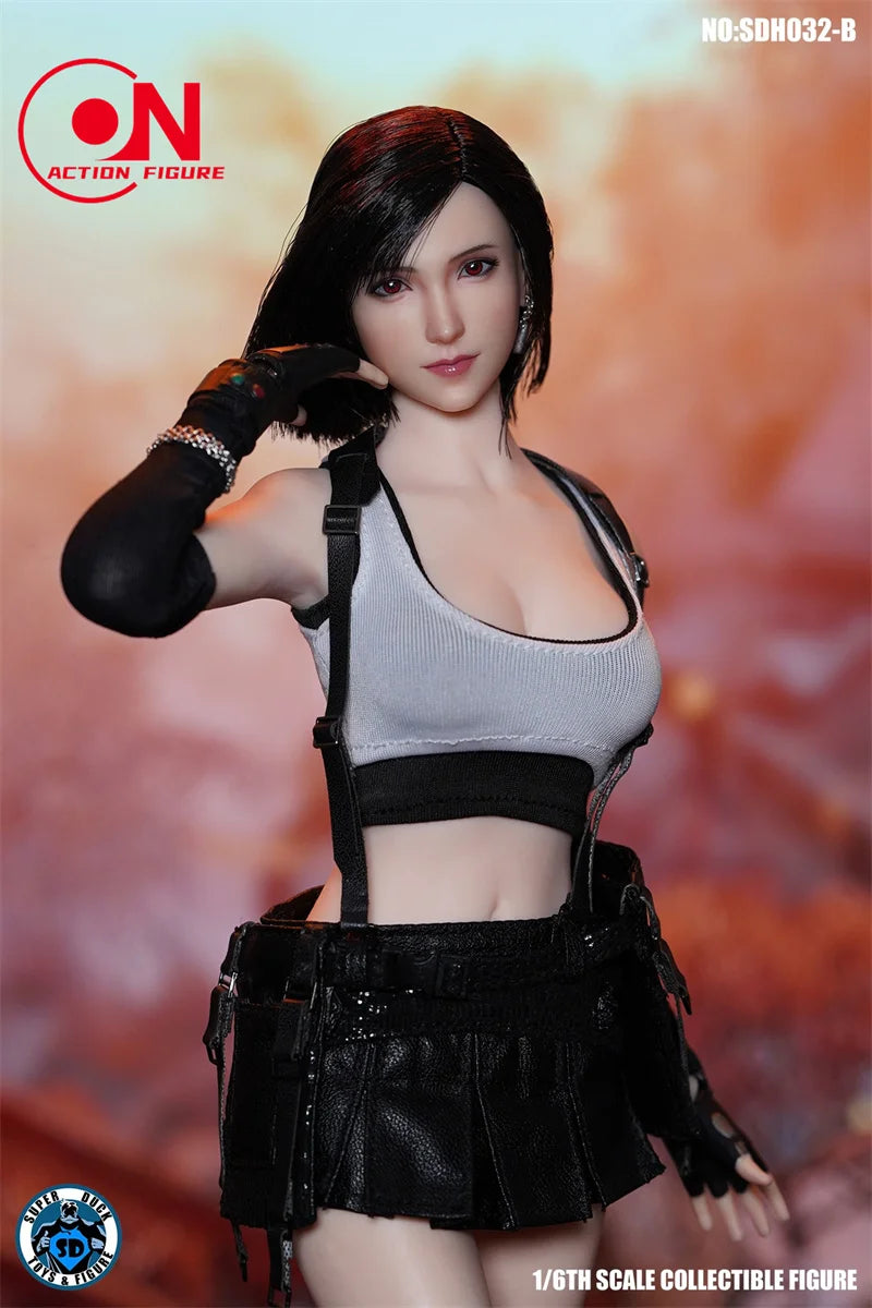SUPER DUCK SDH032 1/6 Tifa Kopfskulptur mit kurzem/langem Haar und blasser Haut, geschnitztes Modell für 12'' TBL PH JO Actionfigurenkörper