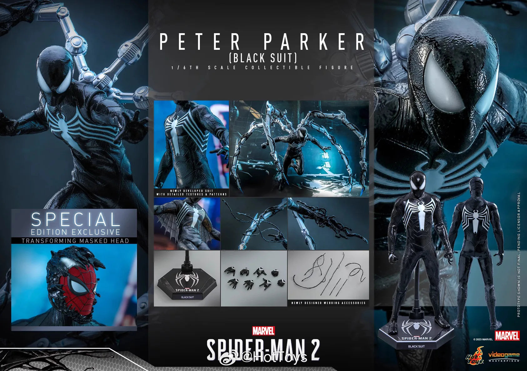 Hottoys 1/6 Vgm56 Special Marvel Spider Man 2 Peter Parker Black Venom Suit Children Festival Gift  Action Figure