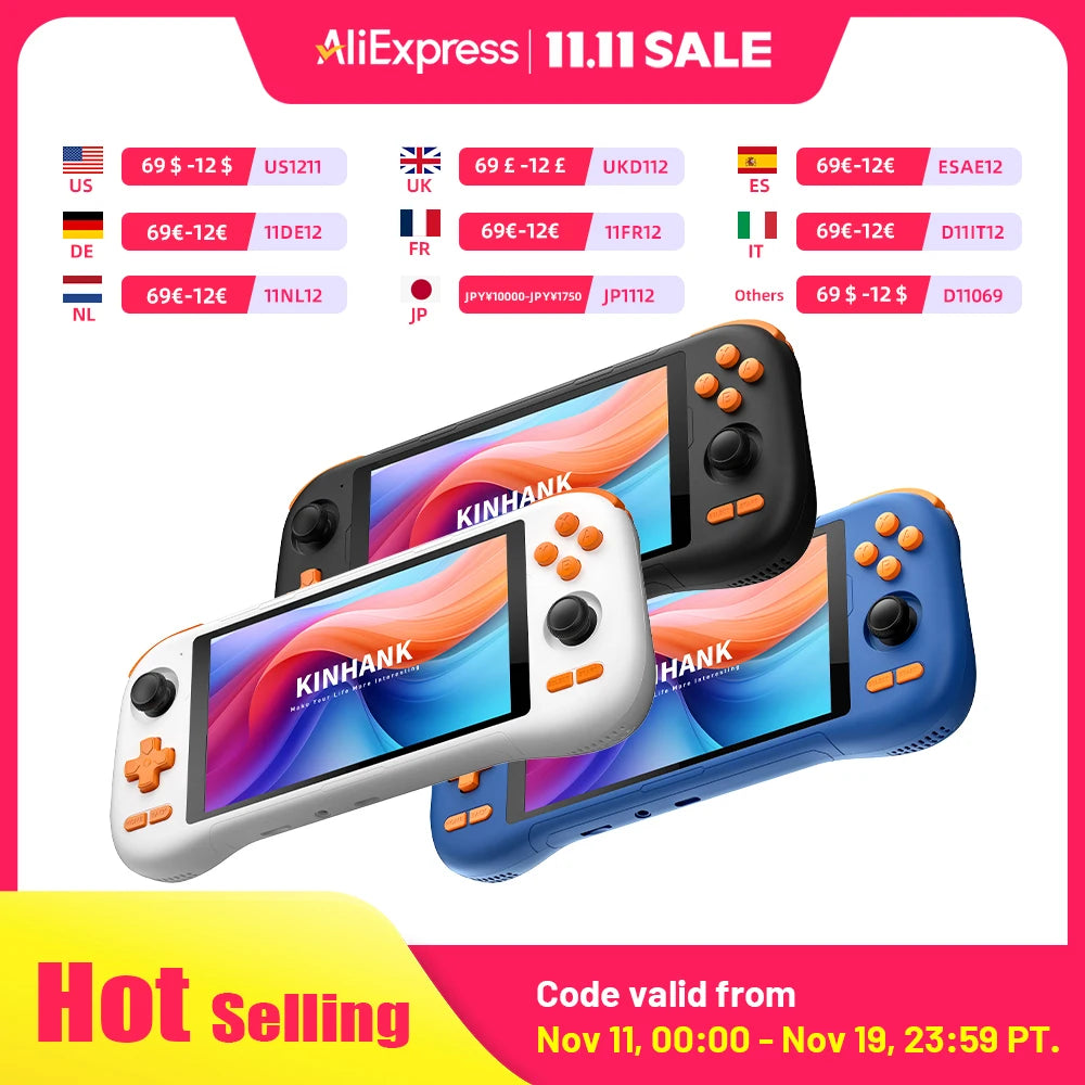 Kinhank K56 Handheld Game Console Android 14 5.5 inch Touch Screen With 50+ Emulators Retro Video Games  For DC/MAME/SS/PSP