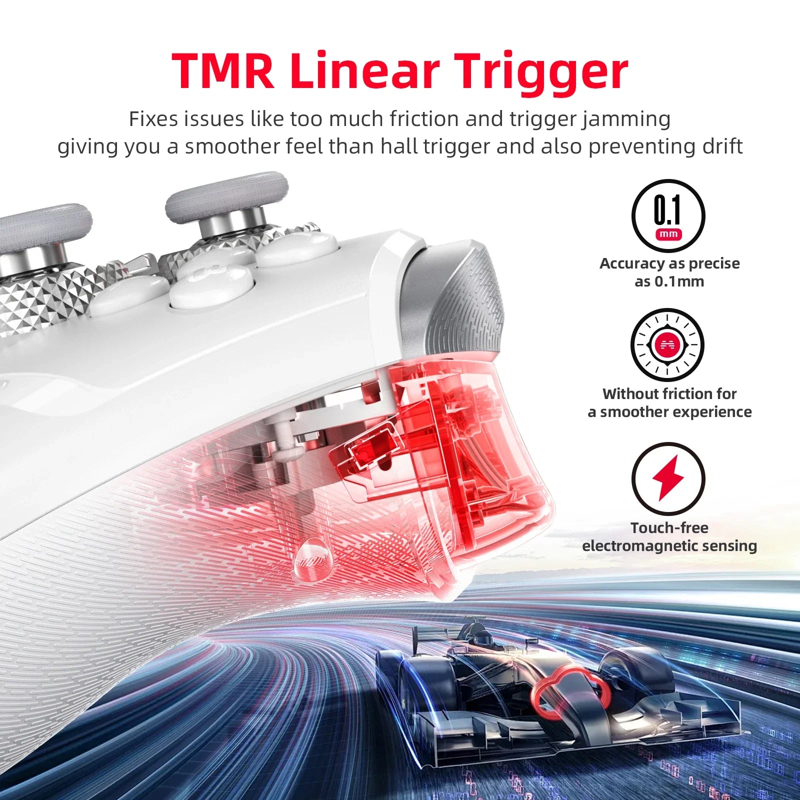 Beitong KP40 Elite Wireless Controller with TMR Joysticks with Bluetooth Gamepad for PC, Switch and Mobile