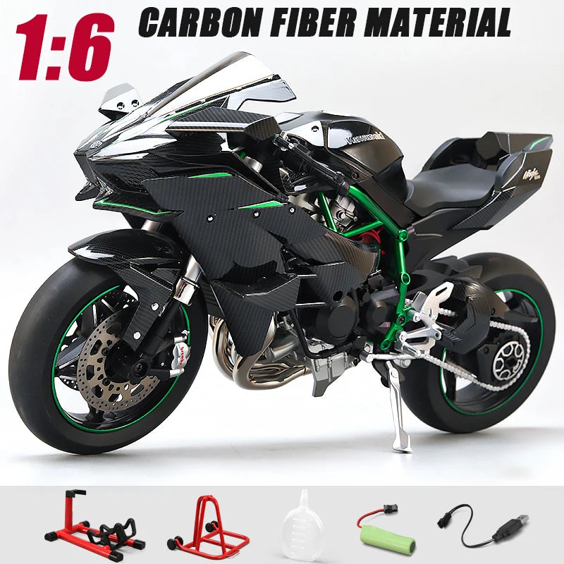 Spray 1:6 Kavvasaki Racing Ninja 500 H2R Motorcycle Simulation Sound Light   Fast And Furious Kid Gift Collection  value Display