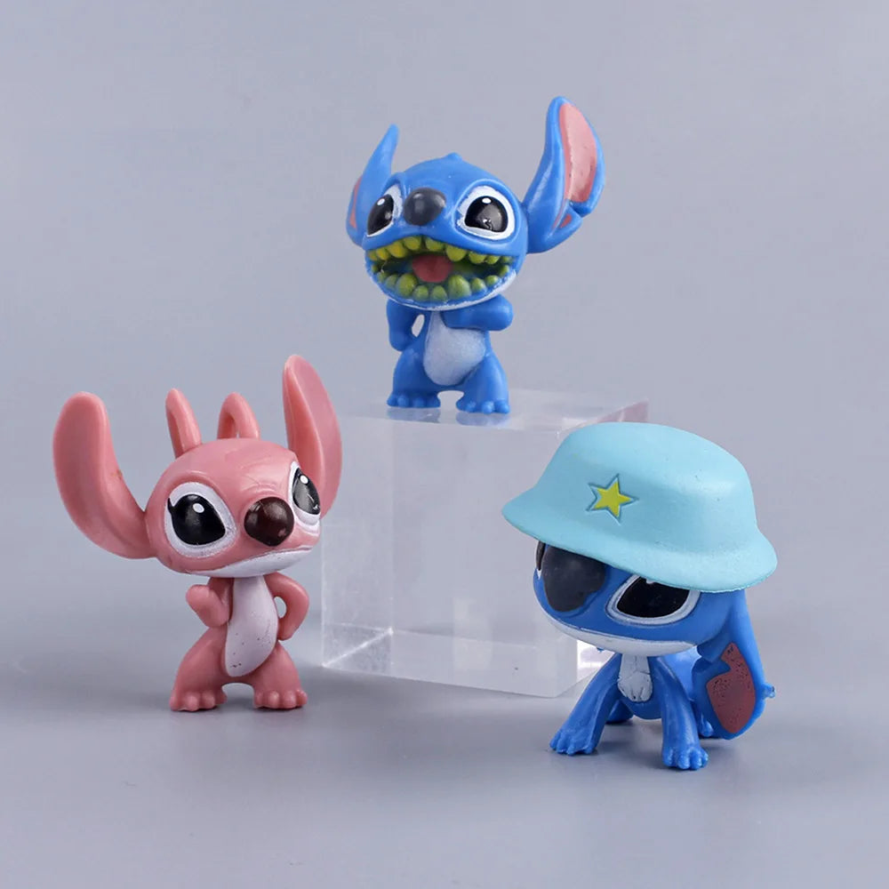 10pcs/Set Disney Lilo & Stitch Angel Anime Action Figure Q Verison Kawaii Mini Pvc Dolls Collectible Model Toys For Kids Gift