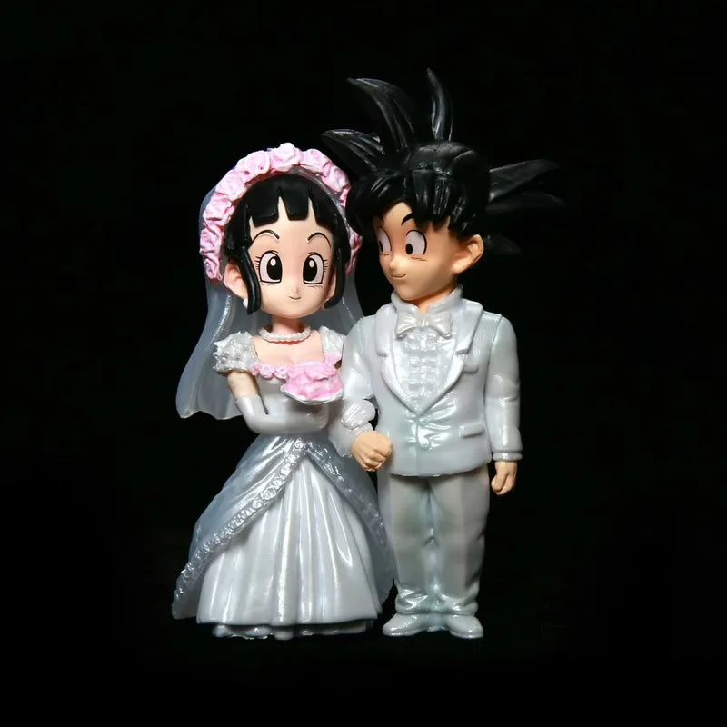 New Dragon Ball Anime Figure Son Goku Figures Lg Wedding Goku Chichi Mariage Figurine 9cm Scene Statue Q-Version Pvc Model Doll
