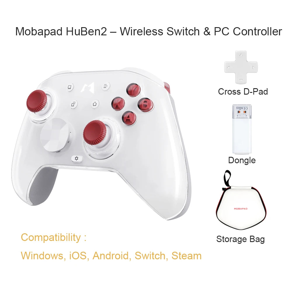 MOBAPAD HuBen2 Mechanical Controller for Nintendo Switch1/2 Wireless PC Gamepad for Android iOS Steam Windows 10/11 Joysticks