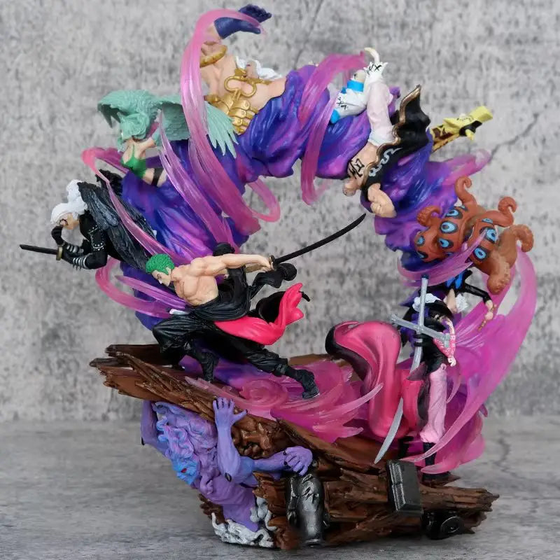 One Piece Zoro Anime Figurine 25cm PVC Action Figure Onigashima King of Hell Collectible Model Statue Toy Gift for Kids