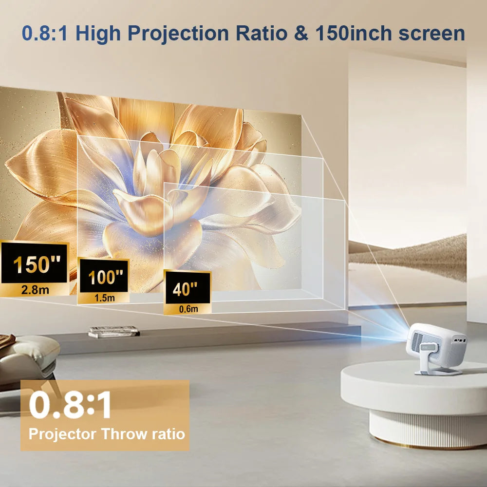 ThundeaL Autofokus PG370 Full HD 4K Projektor für Filme, WLAN, Android, Smart TV, Heimkino, Mini-Tragbarer Videobeamer