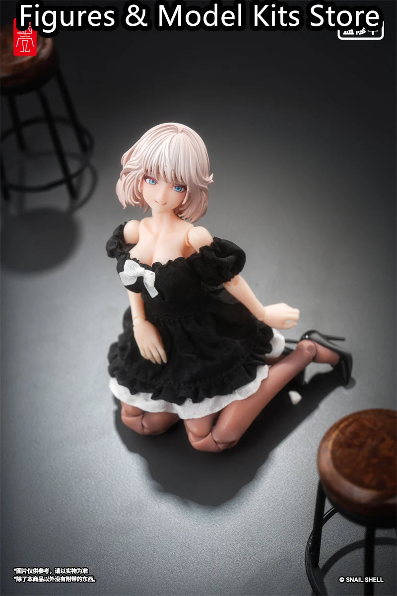 【Pre-Sale】 Snail Shell Black Silk Bubble-Sleeve Dress 1/10 1/12 Action Model Collectible Figure Toys
