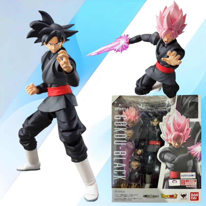 In Stock 100% Original Bandai SHF SH FIGUARTS Dragon Ball Goku Goku Black Action Character Anime Model Toy Pink Hair PVC Gift