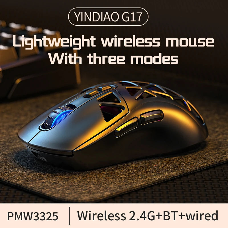 Mouse Hollow Lightweight PMW3325 Tri-mode Bluetooth Wireless  Gaming Portable Laptop Desktop Tablet