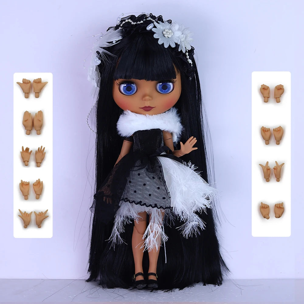 ICY DBS Blyth 1/6 Doll 30cm Black Skin Matte Face BJD Doll Full Set SD