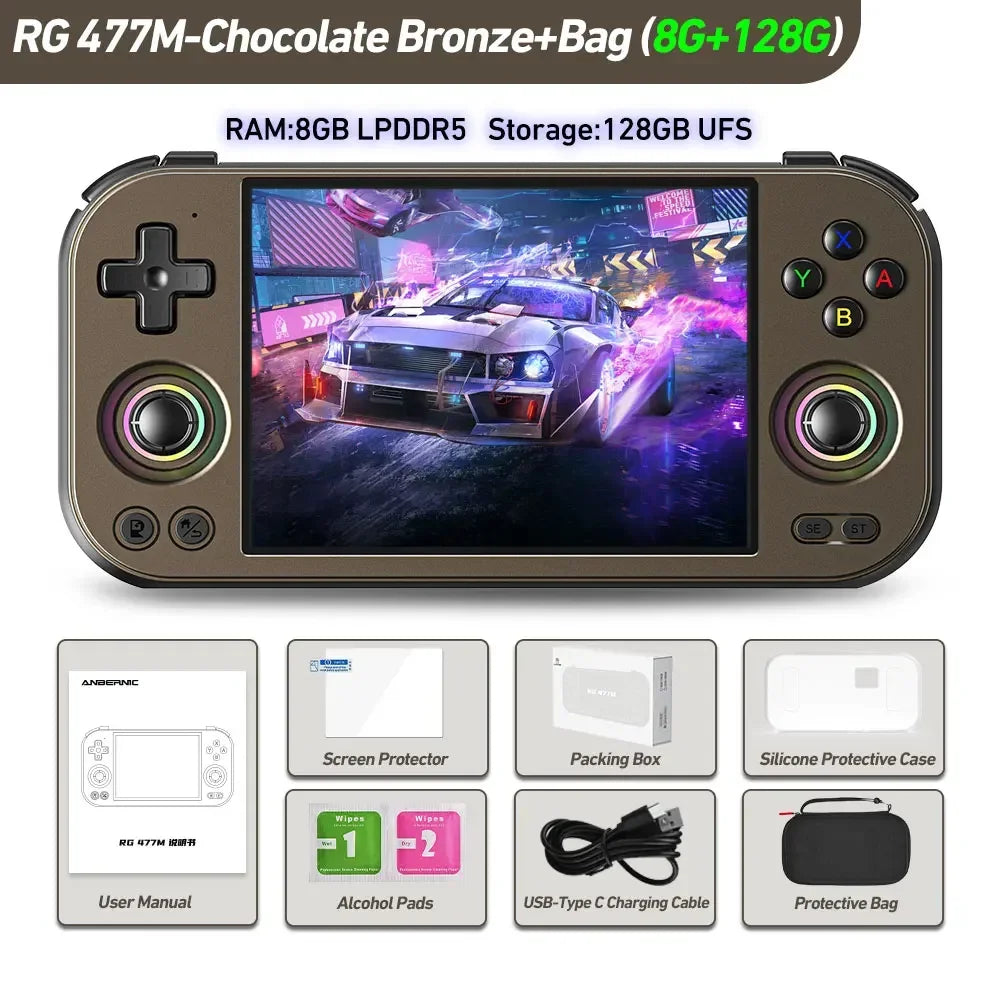 RG477M Retro Handheld Game Console, Aluminum Alloy CNC Dimensity 8300 Android14 System 4.7-inch Touch Handheld Game·Hot Sale