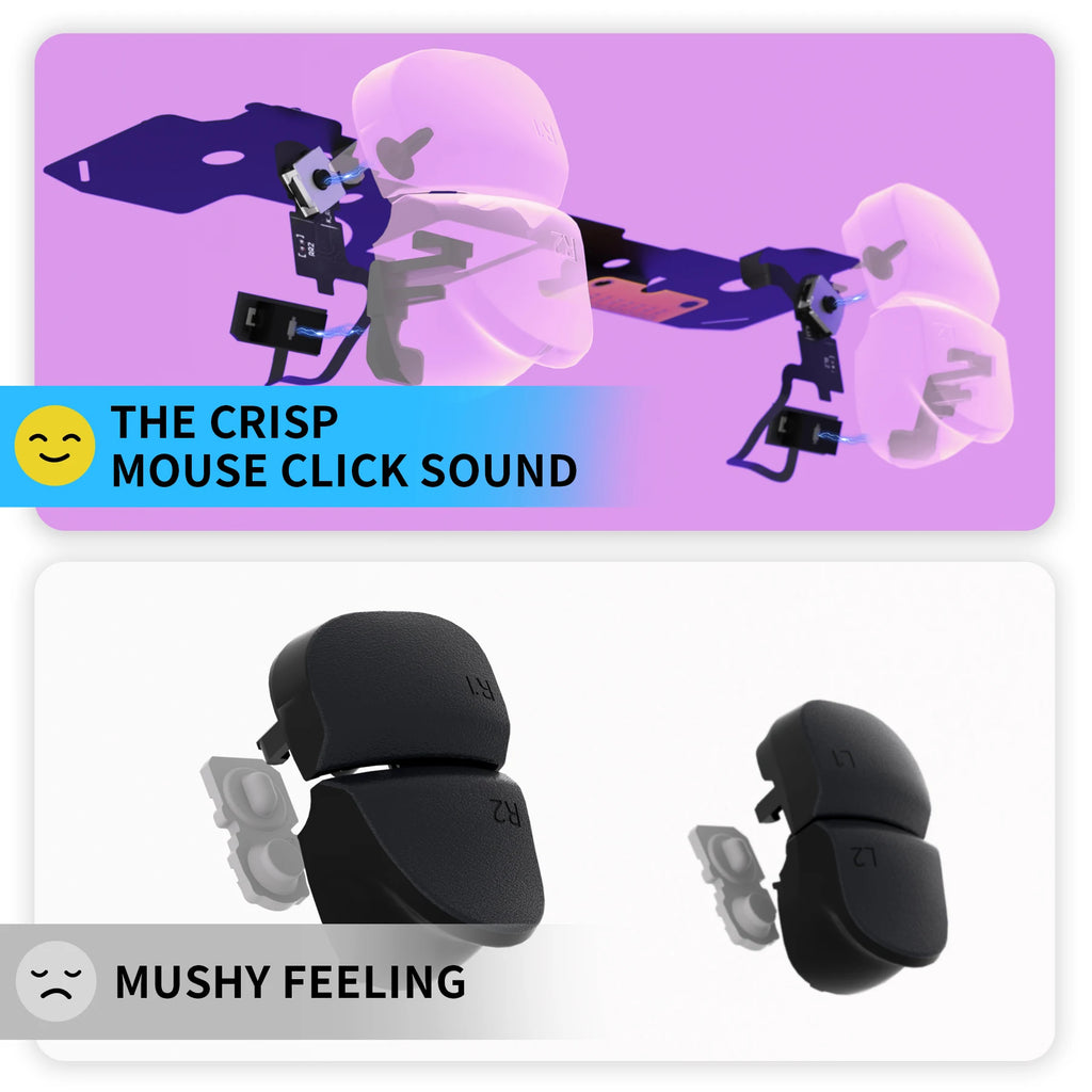 eXtremeRate Ergonomischer Mikroschalter Tactile Clicky Hair Trigger Kit V2 für PS5-Controller BDM-040/50, Schultertaste, Mausklick