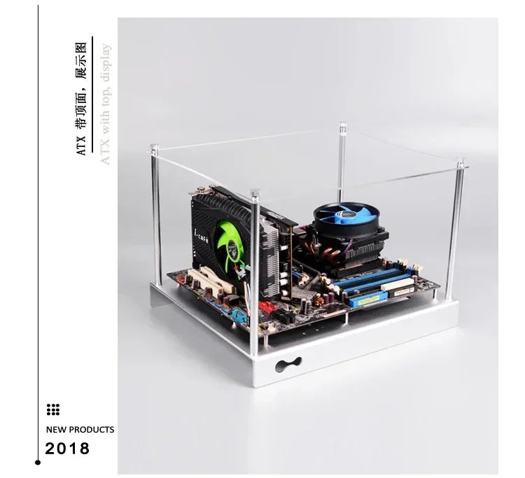 Mini MATX Computergehäuse Aluminiumhalterung PC-ZB01-ITX M-ATX/ATX Vollaluminium-Computergehäuse Offenes kleines Gehäuse Micro ATX HTPC
