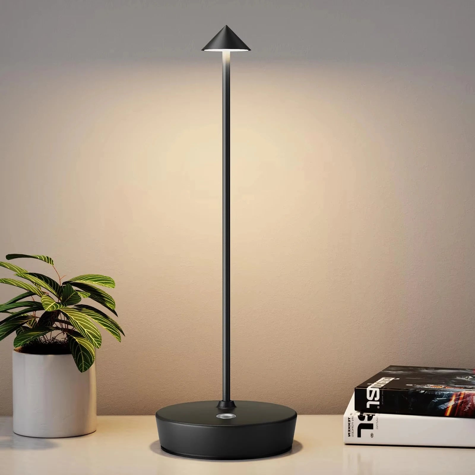 LED Mushroom Spike Table Lamp Touch Tri-Color Dimmable Desktop Decor Lamp Rechargeable Table Lamp Bar Hotel Atmosphere Lighting