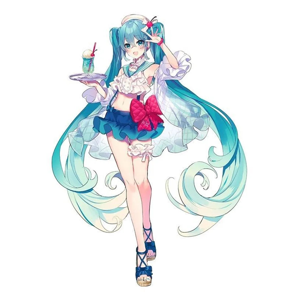 The Hatsune Miku figure Soda  cream dress The Props Desktop Decoration Collection PVC Model Toys Kids Gifts
