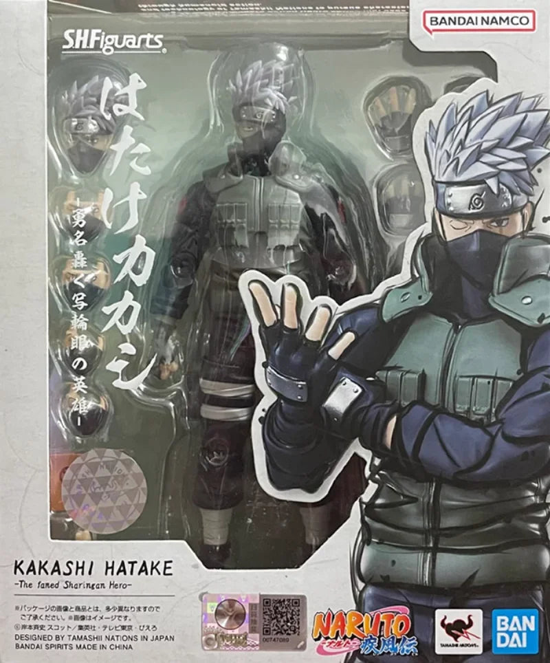 Bandai Naruto：Shippūden Anime Figure SHF Hatake Kakashi 2.0 The Hero of Sharingan Action Figure Toys for Kids Gift Model Dolls