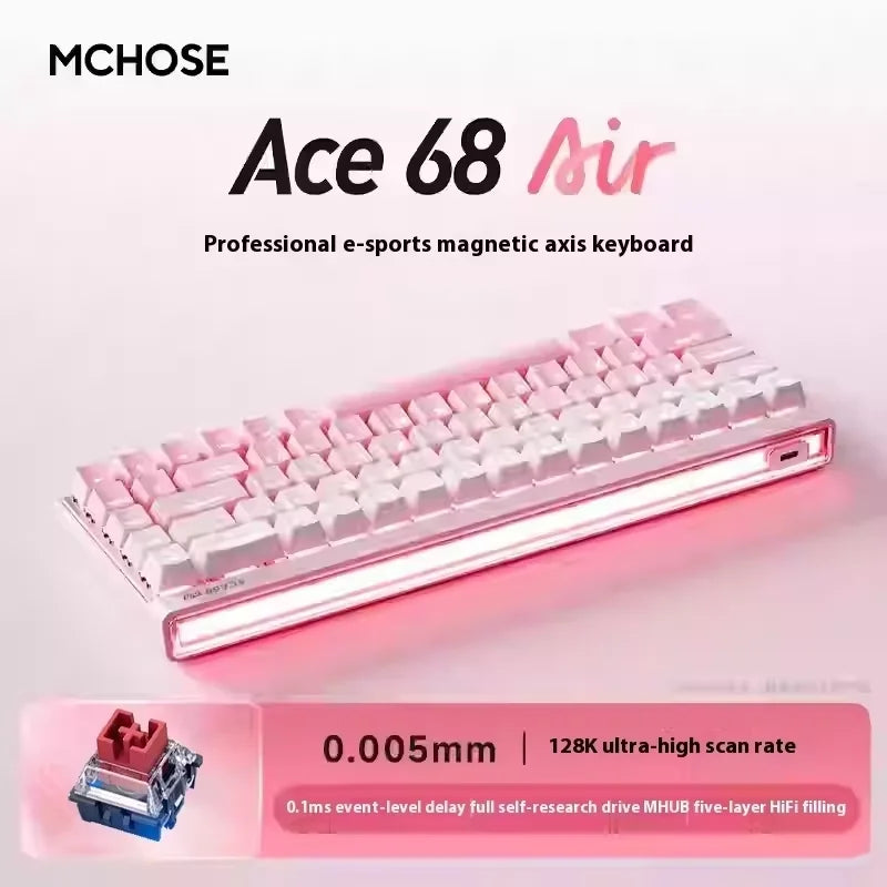 Mchose Ace68 Air Gaming Keyboard Hall Effect 0.005mm Rapid Trigger 8K Polling Rate Dynamic RGB Light Box Magnetic ACE68HE Air