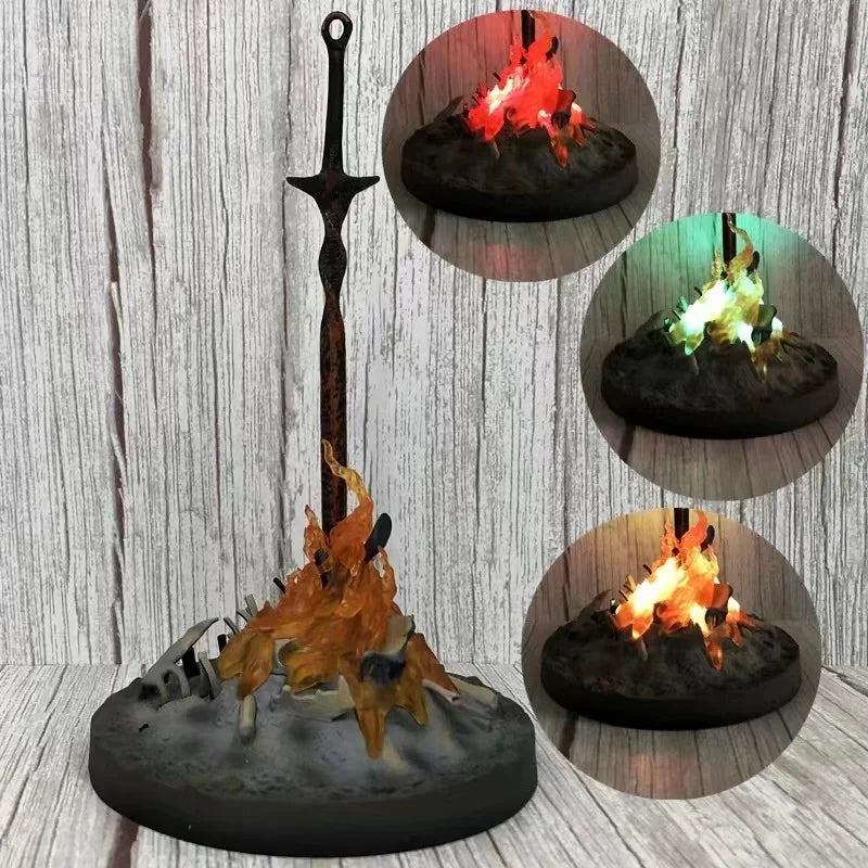 Anime Dark Souls Figure Action Glowing Sword Bonfire Statue The Legend of Zelda Link Figure Master Sword Model Collectible Toys
