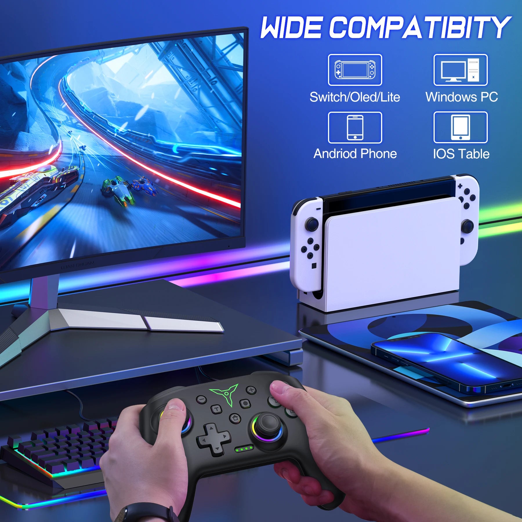 BEBONCOOL Q218 Wireless Switch Controller For Nintendo Switch/OLED/Lite/Android/IOS/ PC with Programmable,Turbo,6-Axix Gyro