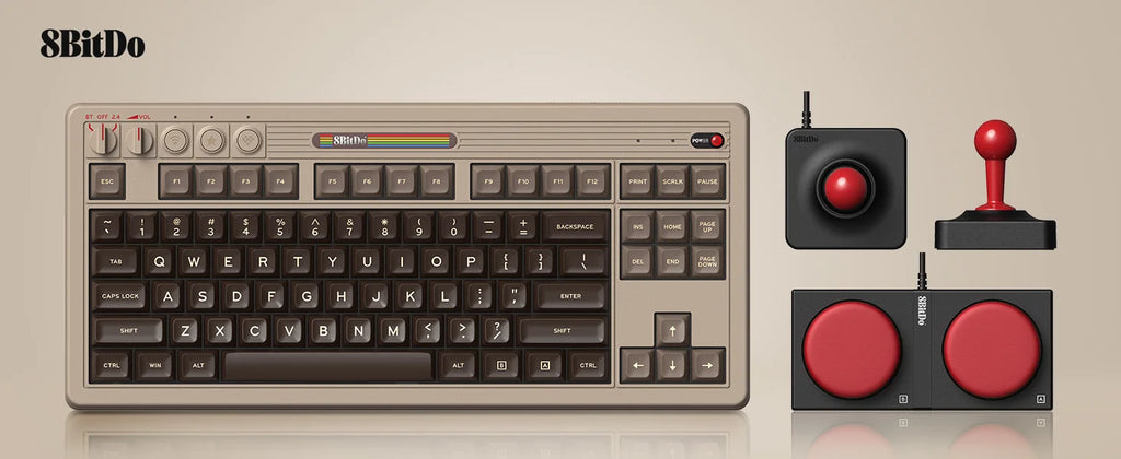 8BitDo Retro Mechanische Tastatur C64 Edition, Bluetooth, 2,4G Wireless und Kabelgebundene 3-Modus-Verbindung, für PC Windows 10 und Android 